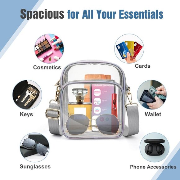 Clear Purse for Women, Clear Bag Stadium Approved, Transparent Crossbody Bag - Picture 3 of 7